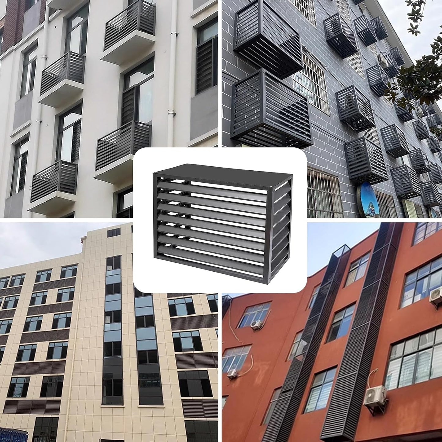 GENERIC Housse Et Clôture Pour Climatiseur Extérieur, Volets En Aluminium Pour Unités AC, Support De Fleurs Décoratif, Protège Et Masque L'unité AC (couleur : Blanc, Taille : 1,5P)