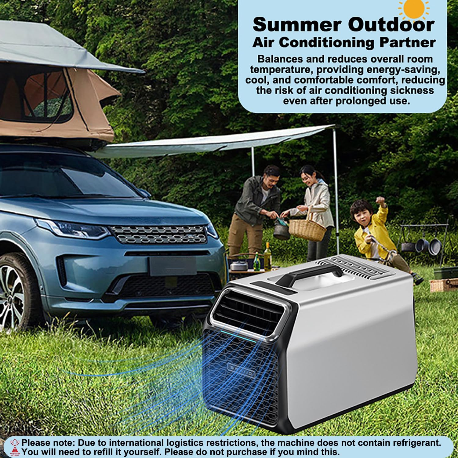  Nouveau Climatiseur Portable Camping 3500 BTU Pour Tente Et Petits Espaces (3–5 M²), Climatiseur Mobile Silencieux Pour Camping-Car, Avec Minuterie Et Télécommande Silver