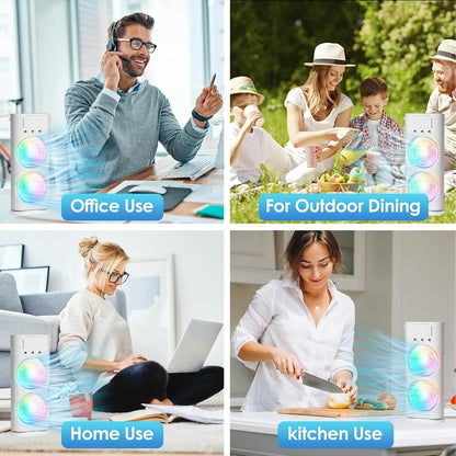  Climatiseur Mobile Rafraîchisseur D’Air, Mini Climatiseur 4 En 1, Ventilateur USB Avec 3 Vitesses & 3 Modes Brume, Refroidisseur D’Air Silencieux Avec LED 7 Couleurs Pour Bureau, Maison