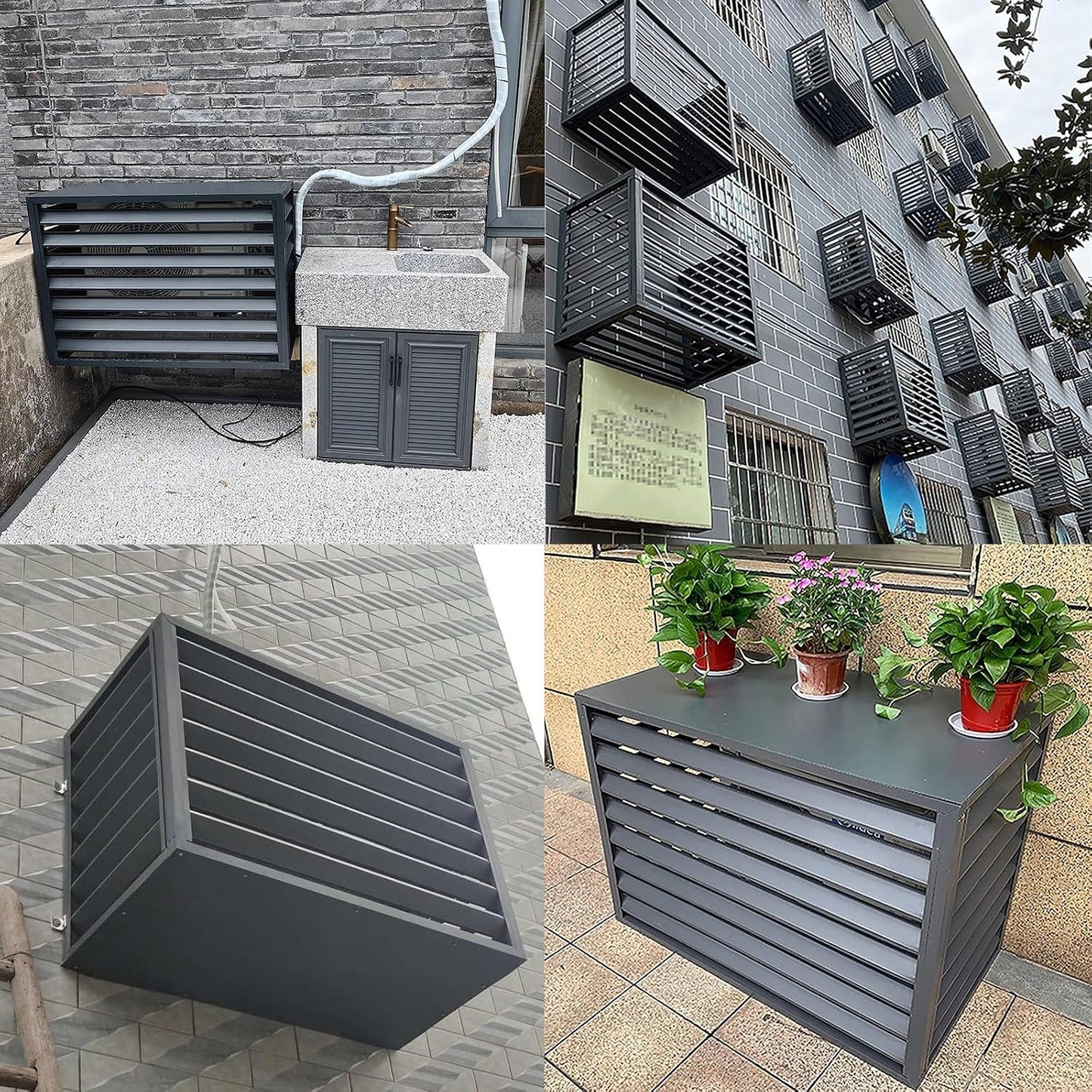  Housse De Protection Pour Climatiseur Extérieur, Protection De Pompe à Chaleur En Aluminium, Housse Résistante Aux Intempéries, Gris Et Blanc, Taille : 110X, Parfaite Pour Une Utilisation Toute